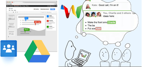 A l'esquerra google Drive , a la dreta google Wave